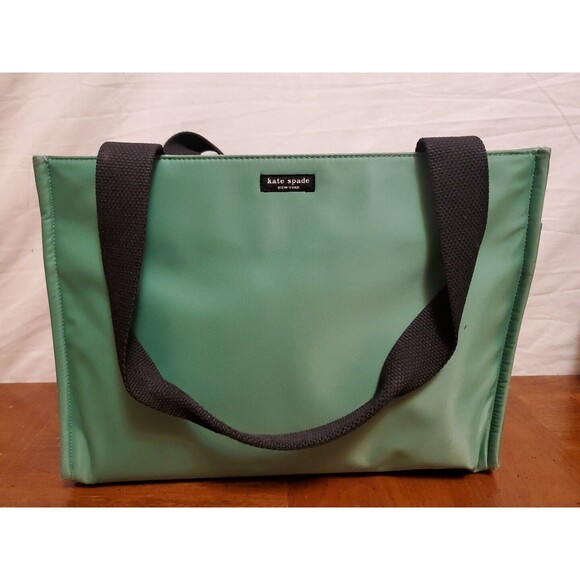 Kate Spade Diaper Shoulder Bag Tote Mint Green With Inner Pouch Zips Pockets - Picture 1 of 11